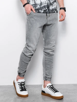 Spodnie męskie jeansowe joggery - szare V3 - Rozmiar: XL Ombre Clothing