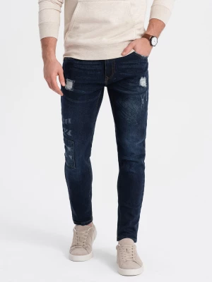 Spodnie męskie jeansowe SKINNY FIT - ciemnoniebieskie P1060
 -                                    S