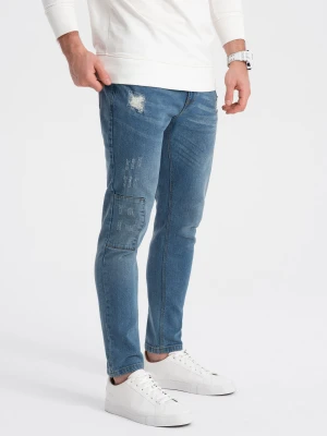 Spodnie męskie jeansowe SKINNY FIT - jasny niebieski Ombre Clothing