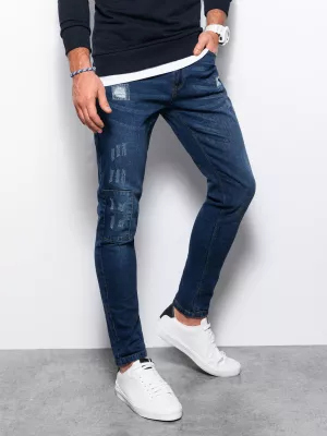 Spodnie męskie jeansowe SKINNY FIT - niebieskie P1060
 -                                    M