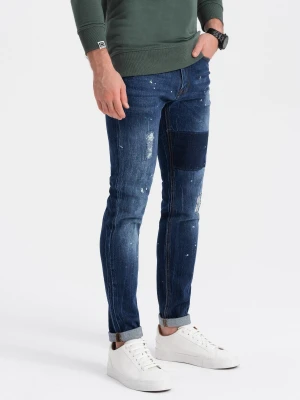 Spodnie męskie jeansowe SKINNY FIT - niebieskie V2 - Rozmiar: L Ombre Clothing