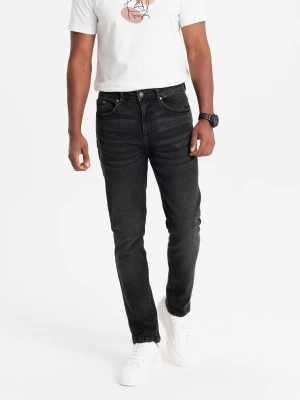 Spodnie męskie jeansowe SLIM FIT - czarne V1 - Rozmiar: L Ombre Clothing
