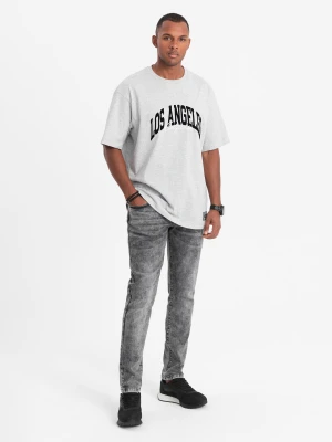 Spodnie męskie jeansowe SLIM FIT - szare V4 - Rozmiar: L Ombre Clothing