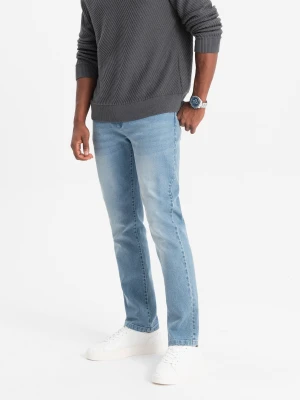 Spodnie męskie jeansowe STRAIGHT LEG - jasnoniebieskie V2 - Rozmiar: L Ombre Clothing
