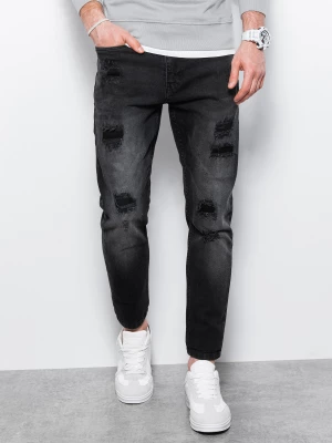Spodnie męskie jeansowe z dziurami SLIM FIT - czarne P1025
 -                                    XL