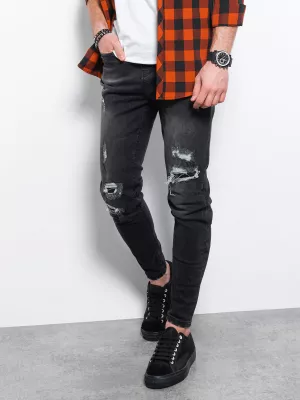 Spodnie męskie jeansowe z dziurami SLIM FIT - czarne V1 P1078
 -                                    L