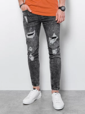 Spodnie męskie jeansowe z dziurami SLIM FIT - szare V2 P1065
 -                                    L