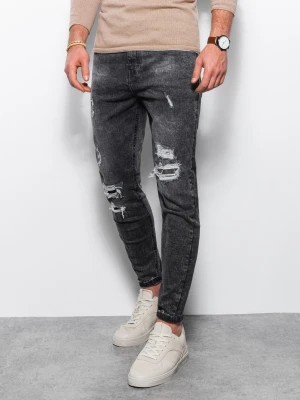 Spodnie męskie jeansowe z dziurami SLIM FIT - szare V2 P1078
 -                                    L Ombre