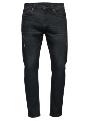 Spodnie męskie jeansowe z przetarciami REGULAR FIT - czarne V2 - Rozmiar: L Ombre Clothing