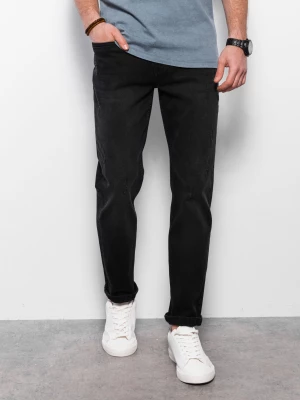 Spodnie męskie jeansowe z przetarciami REGULAR FIT - czarne V2 OM-PADP-0102
 -                                    L