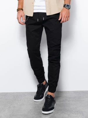 Spodnie męskie materiałowe JOGGERY z ozdobnym sznurkiem - czarne V1 P908
 -                                    L
