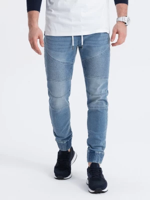 Spodnie męskie joggery jeansowe z przeszyciami - niebieskie V2 OM-PADJ-0113
 -                                    M