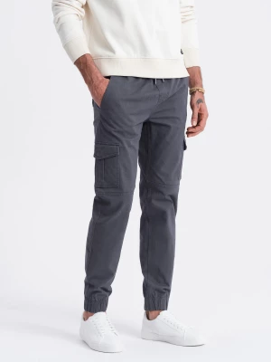 Spodnie męskie JOGGERY z zapinanymi kieszeniami cargo - grafitowe V3 OM-PAJO-0123
 -                                    XL
