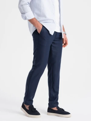 Spodnie męskie klasyczne chino SLIM FIT - granatowe V1 - Rozmiar: L Ombre Clothing