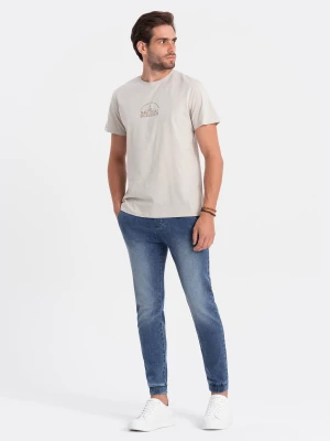 Spodnie męskie marmurkowe jeansowe JOGGERY - jasnoniebieskie V2 OM-PADJ-0133
 -                                    M
