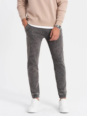 Spodnie męskie marmurkowe jeansowe JOGGERY - szare V3 - Rozmiar: M Ombre Clothing