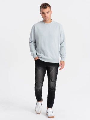 Spodnie męskie marmurkowe JOGGERY z przetarciami - czarne V2 - Rozmiar: M Ombre Clothing
