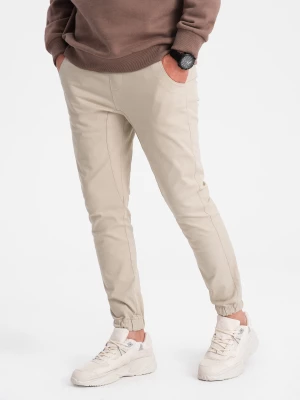 Spodnie męskie materiałowe JOGGERY - beżowe V10 P885
 -                                    XL