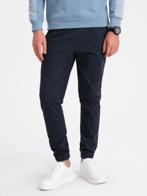 Spodnie męskie materiałowe JOGGERY - granatowe V8 P885
 -                                    L Ombre
