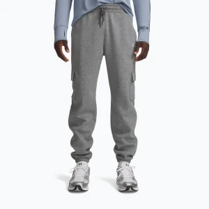 Spodnie męskie Under Armour Rival Fleece Cargo castlerock light heather / white Szary