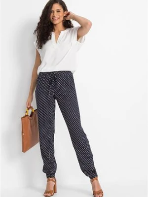 Spodnie na gumce z czystej wiskozy bonprix