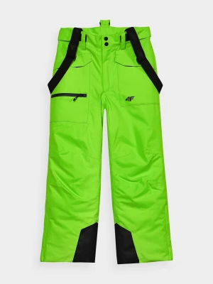 Spodnie narciarskie z szelkami membrana 10000 chłopięce - zielone 4F JUNIOR