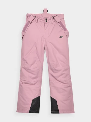 Spodnie narciarskie z szelkami membrana 8000 dziewczęce - różowe 4F