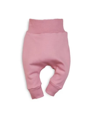 Spodnie niemowlęce z bawełny organicznej dla dziewczynki różowe 6M43A8 NINI