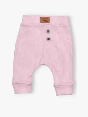 Spodnie niemowlęce z dzianiny prążkowej - brązowe - Lagarto Verde