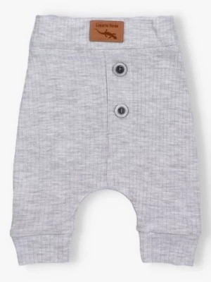 Spodnie niemowlęce z dzianiny prążkowej -  szare - Lagarto Verde