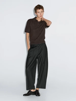 Spodnie O Kroju Barrel Fit Z Gumką W Pasie - Czarny - - Massimo Dutti - Kobieta