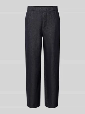 Spodnie o kroju barrel fit z mieszanka bawełny i lnu model 'BARREL HARVEY' Selected Homme Granatowy