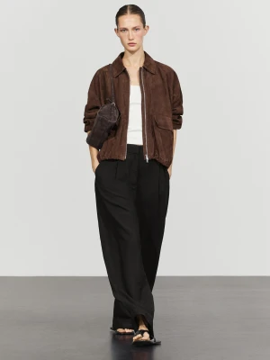 Spodnie O Kroju Barrel Fit Z Plisami - Czarny - Massimo Dutti - Female