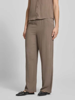 Spodnie o kroju loose fit o szerokości z mieszanki wiskozy i lnu model 'SIESTA' Only Średniobrązowy
