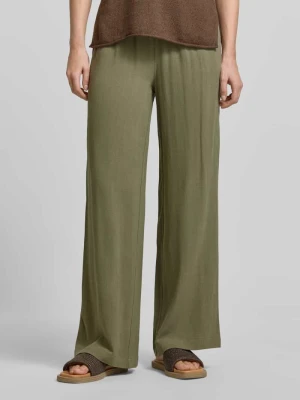 Spodnie o kroju regular fit i szerokości z mieszanki wiskozy i lnu model 'VIVA-GULIA' Selected Femme