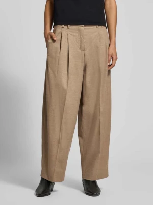 spodnie o kroju regular fit, szerokie, z dodatkiem wiskozy i wełny model 'MAYLA' RAFFAELLO ROSSI Camel