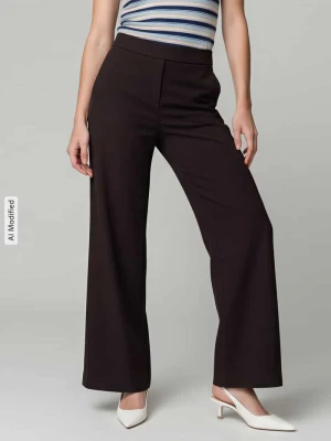 spodnie o kroju regular fit o szerokości z mieszanki wiskozy model 'NALEY' SEDUCTIVE Ciemnobrązowy