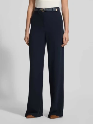 Spodnie o kroju regular fit, szerokie, z paskiem, model „TAMICO” Max Mara Granatowy