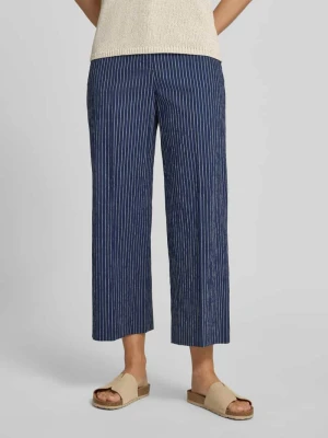Spodnie o kroju regular fit z mieszanki bawełny i lnu, szerokie, model 'MARINA' Weekend Max Mara Granatowy
