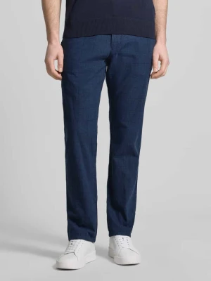 Spodnie o kroju regular fit z mieszanki bawełny i lnu w kratkę glencheck Christian Berg Men