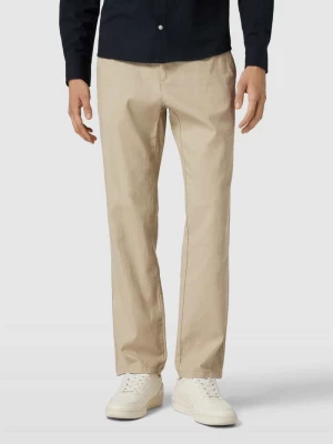 Spodnie o kroju regular fit z mieszanki lnu i bawełny z elastycznym pasem Blend