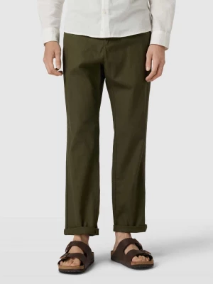 Spodnie o kroju regular fit z mieszanki lnu i bawełny z elastycznym pasem Blend