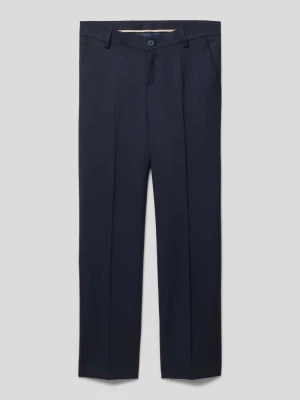 Spodnie o kroju regular fit z mieszanki wełny lana z zakładkami w pasie Boss