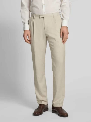 Spodnie o kroju regular fit z zakładkami w pasie i fakturowanym wzorem MCNEAL