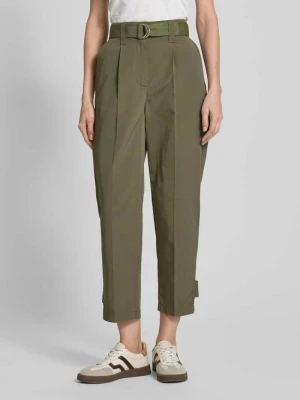 Spodnie o kroju regular fit z zakładkami w pasie i paskiem model ‘PISTOIA’ MAX&Co.
