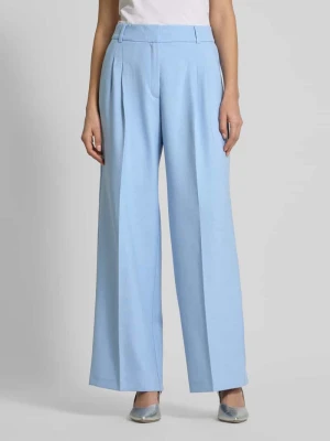 Spodnie o kroju regular fit z zakładkami w pasie i szeroką nogawką z twillu s.Oliver BLACK LABEL