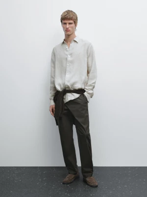 Spodnie O Kroju Semi-Jogger - Brązowy - - Massimo Dutti - Male