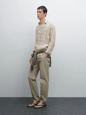 Spodnie O Kroju Semi-Jogger - Khaki - - Massimo Dutti - Mężczyzna
