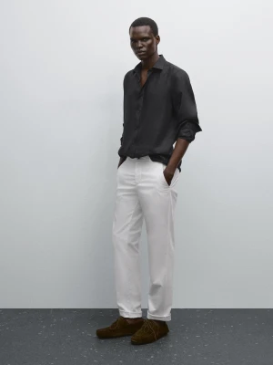 Spodnie O Kroju Slim - Biały - - Massimo Dutti - Male