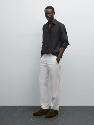 Spodnie O Kroju Slim - Biały - - Massimo Dutti - Mężczyzna
